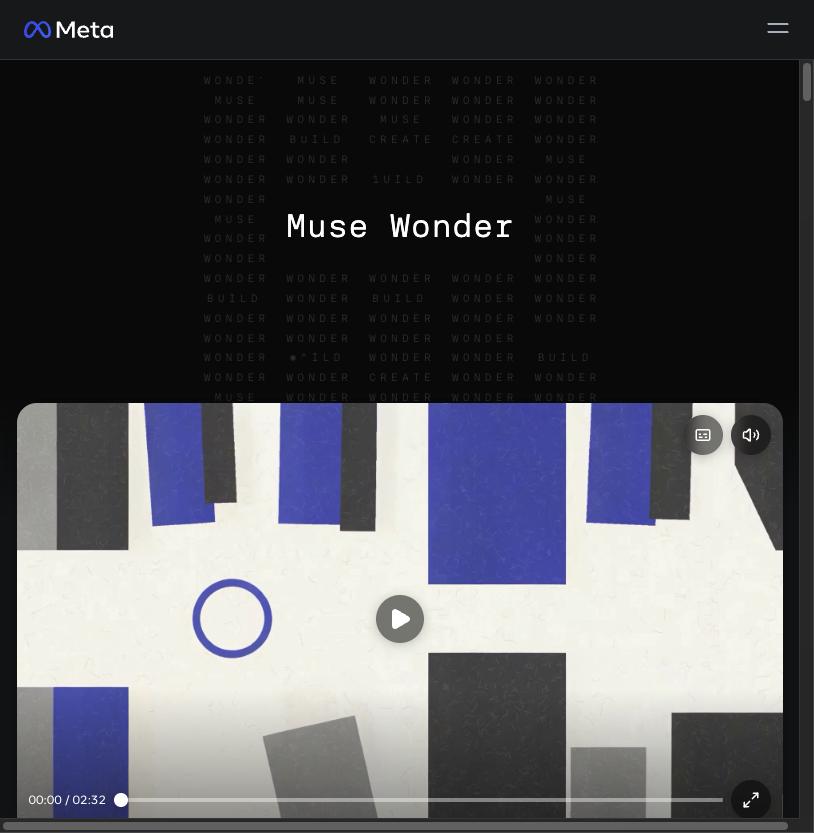 Meta research page for Muse Wonder