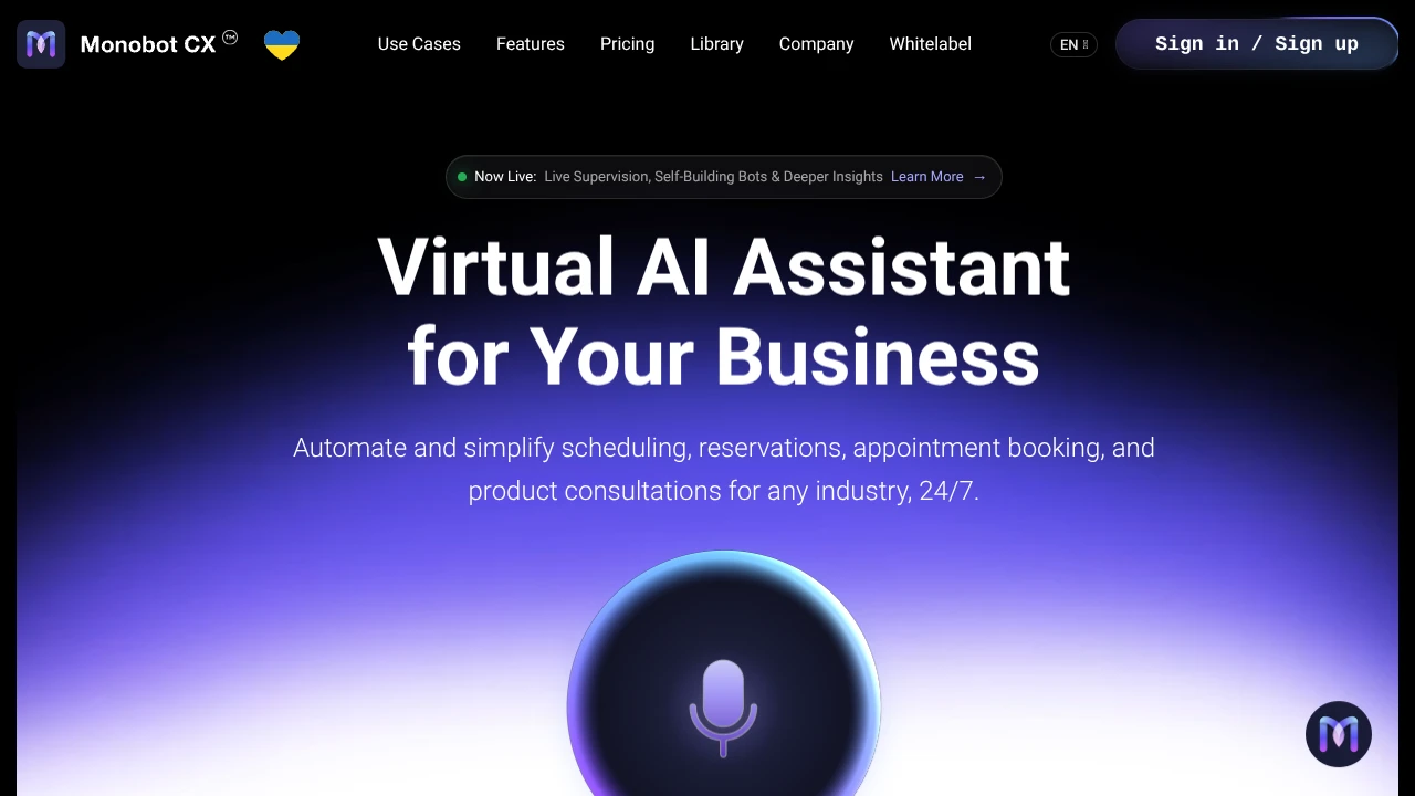 Screenshot of Monobot website
