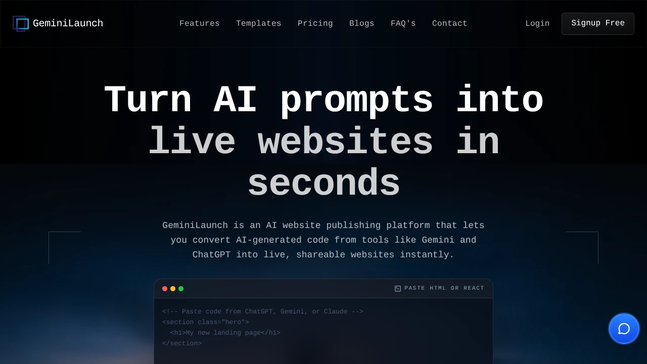 Screenshot of GeminiLaunch website