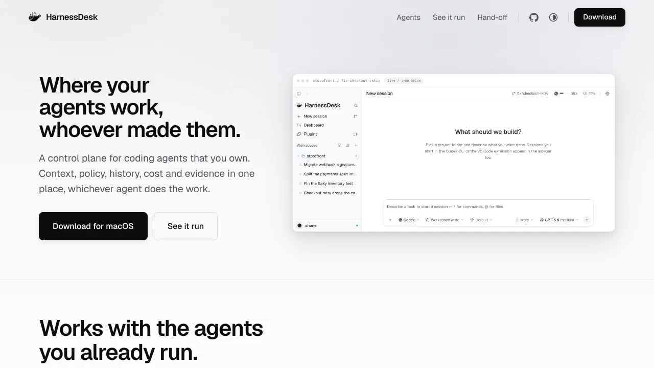 Screenshot of HarnessDesk website