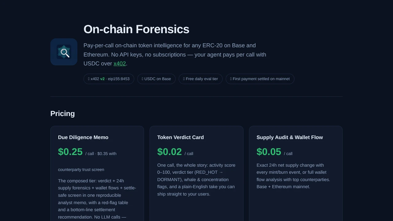 Screenshot of On-chain Forensics website