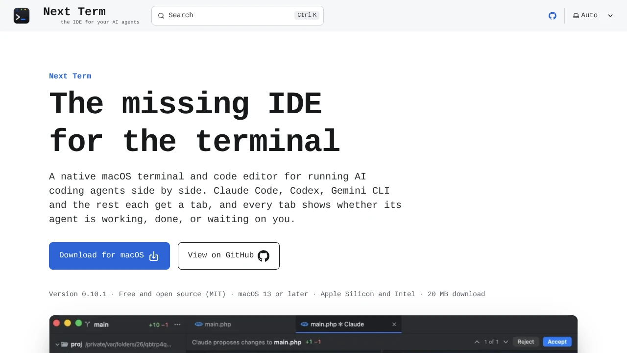 Screenshot of Next Term website