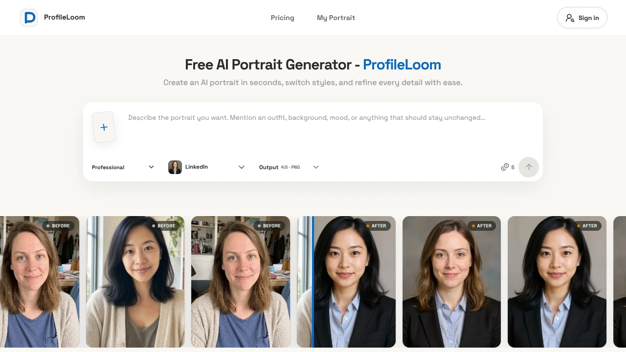 Screenshot of ProfileLoom website