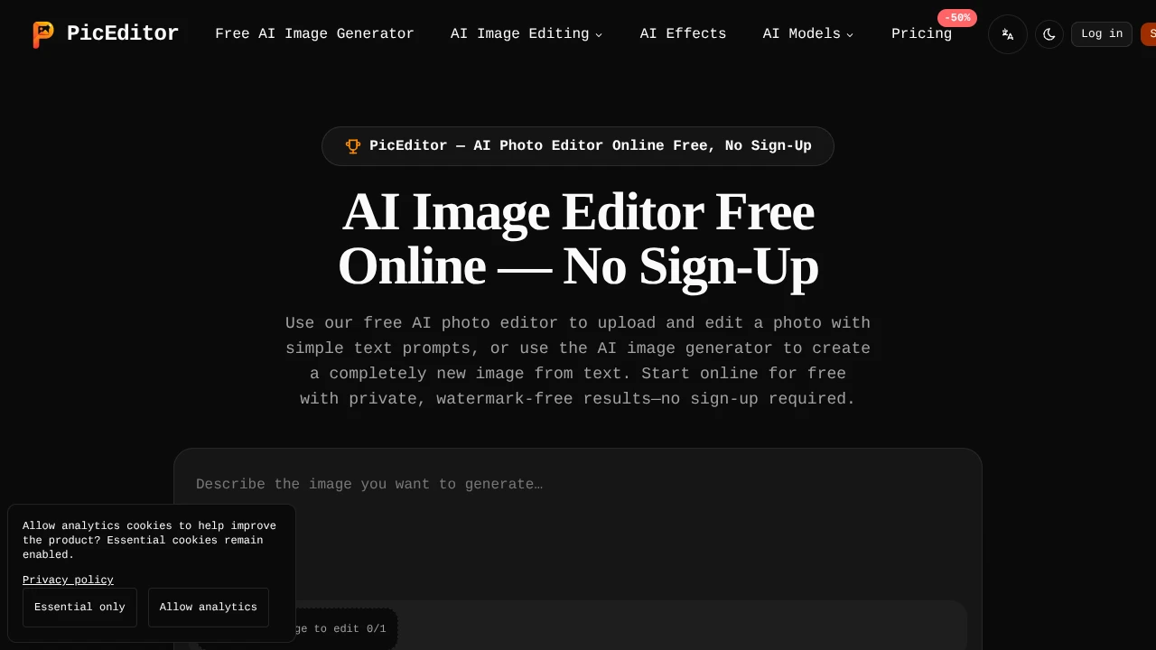 Screenshot of PicEditor website