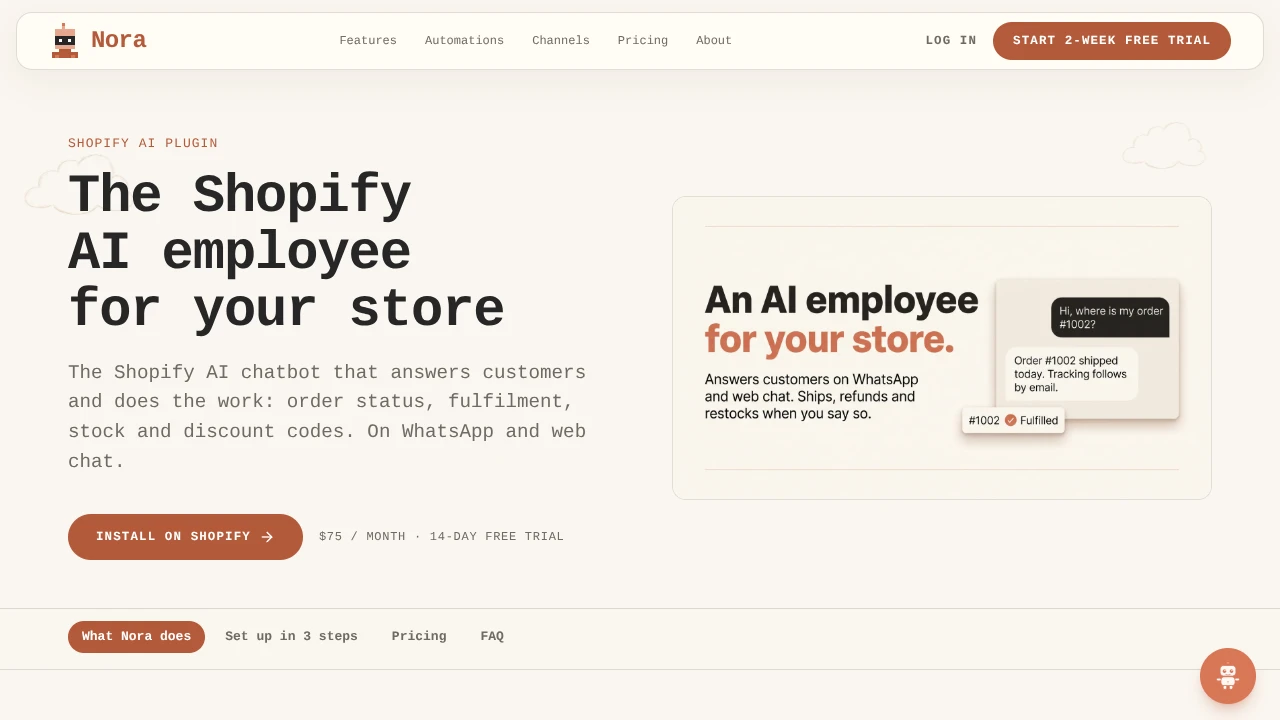 Screenshot of NoraAI website