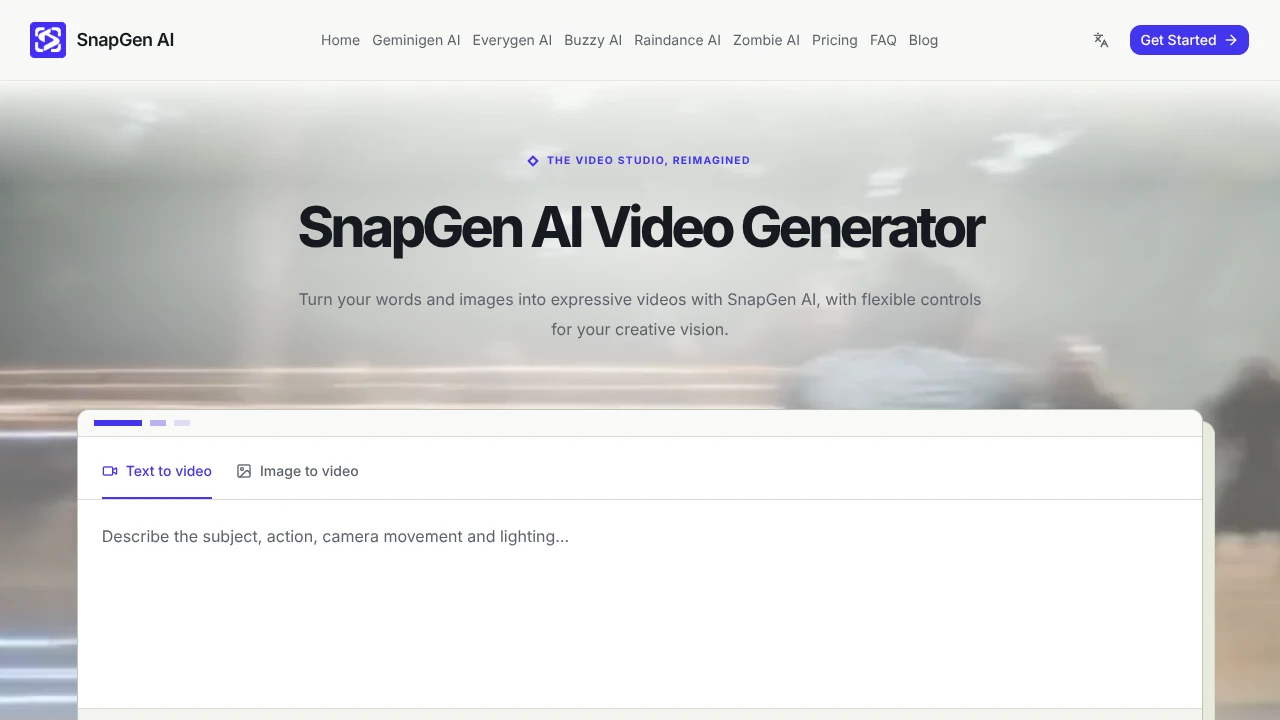 Screenshot of SnapGen AI website