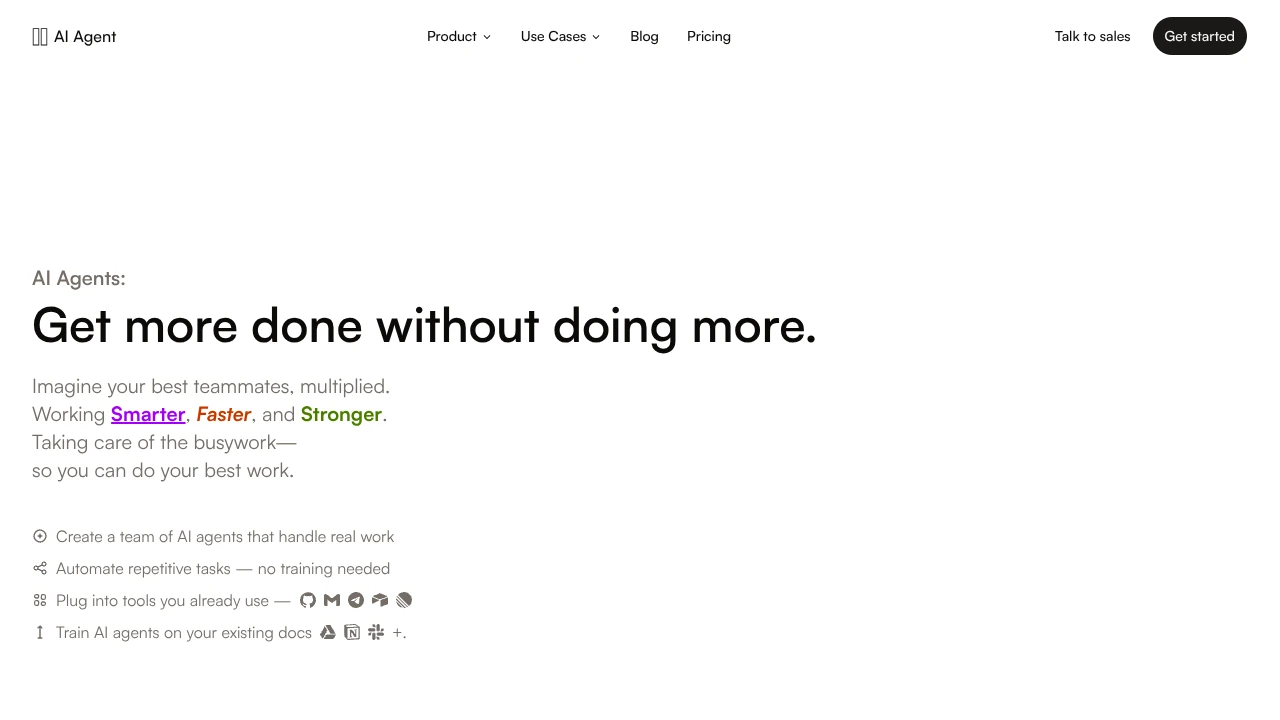 Screenshot of AI Agent website
