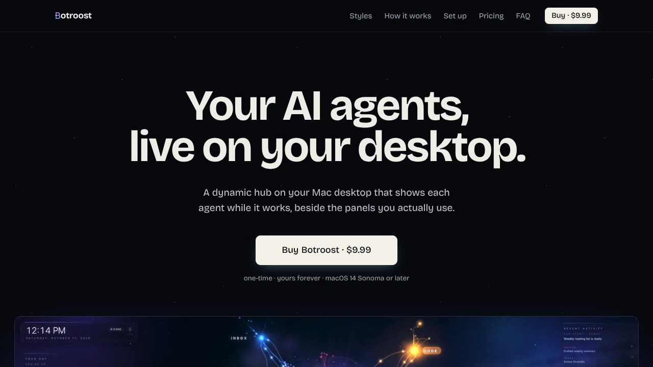 Screenshot of Botroost website